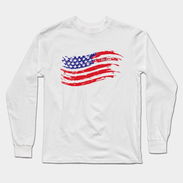 American Flag - Face Mask Long Sleeve T-Shirt by Reshartinc